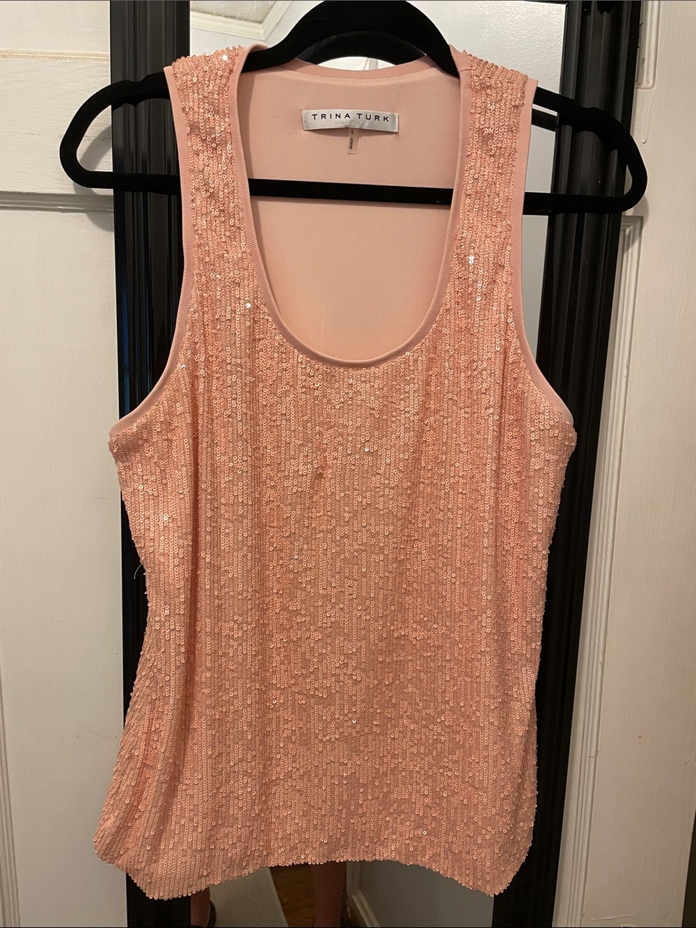 Trina Turk Peach Sequin Tank Top
